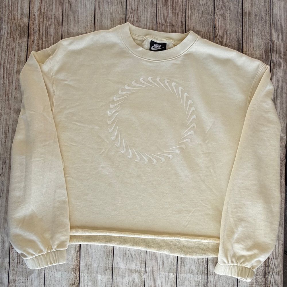 Nike Women's Beige Sweatshirt with White Design